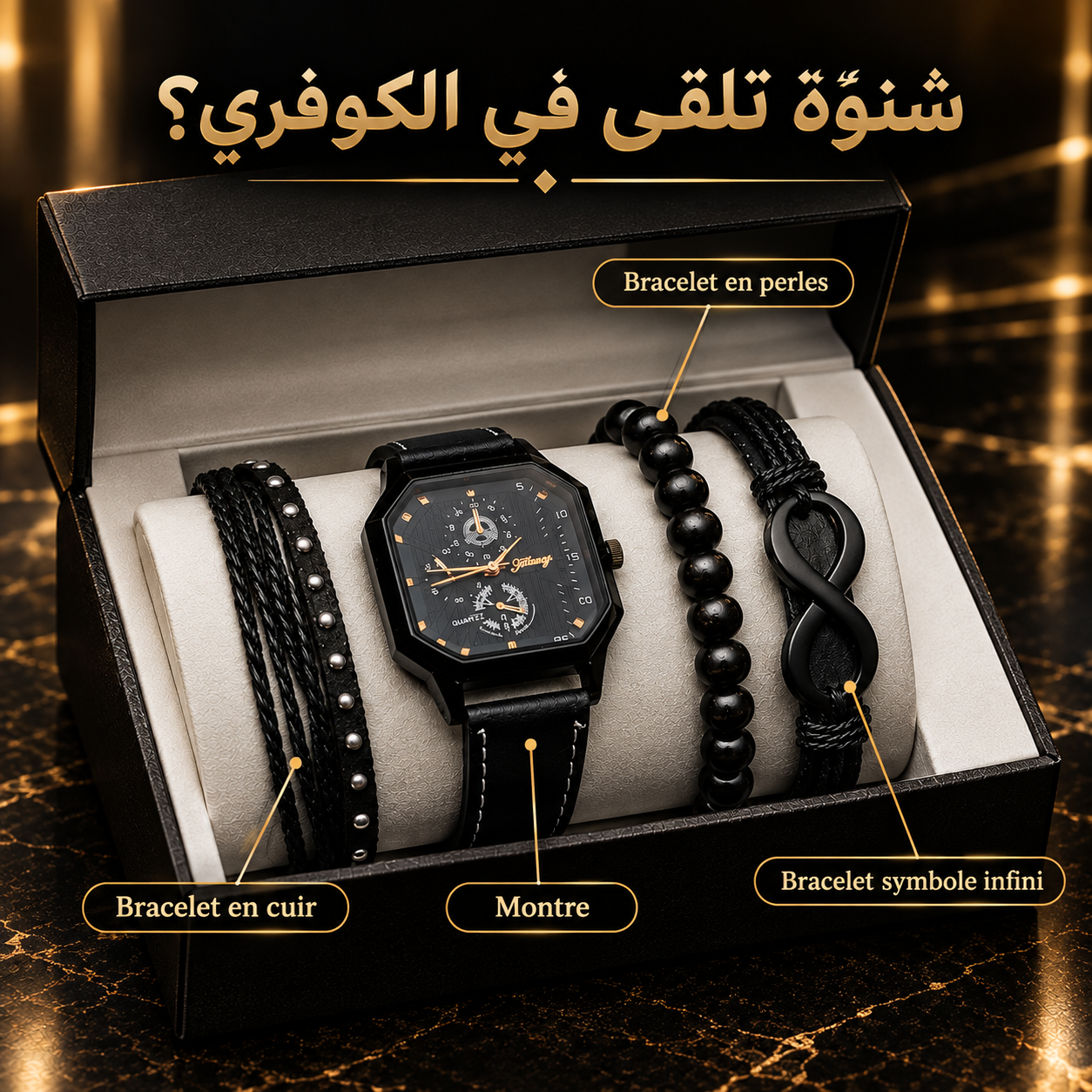 Landing image cadeau montre homme + 3 bracelets