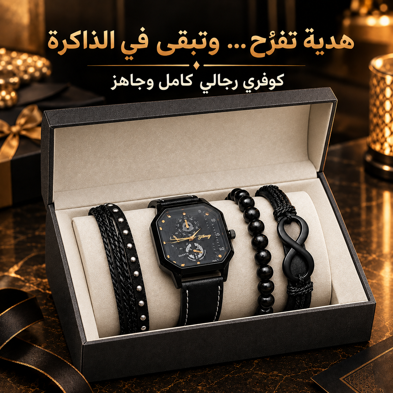 Landing image cadeau montre homme + 3 bracelets